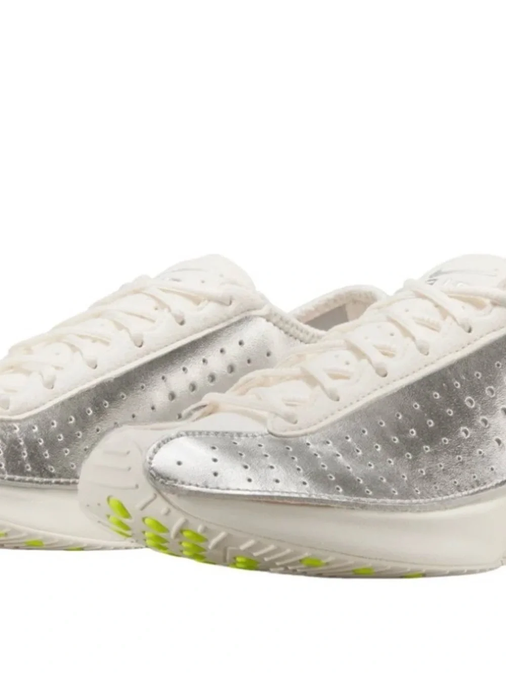 Nike Women’s Silver Metallic Sneakers with Neon Accent